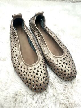 Arche Lilly Laser Cut Leather Butter Soft Metallic Ballet Flats Women's 39 US 8